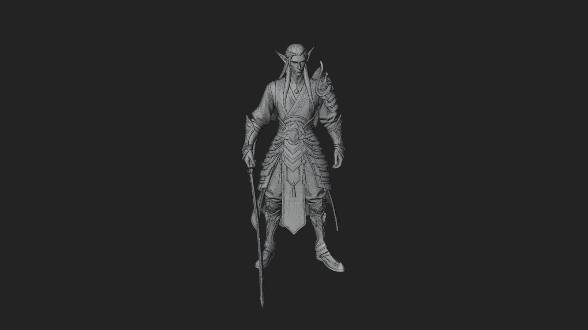 Elven Lord Statue Design 9 3D Print Model 3D Model