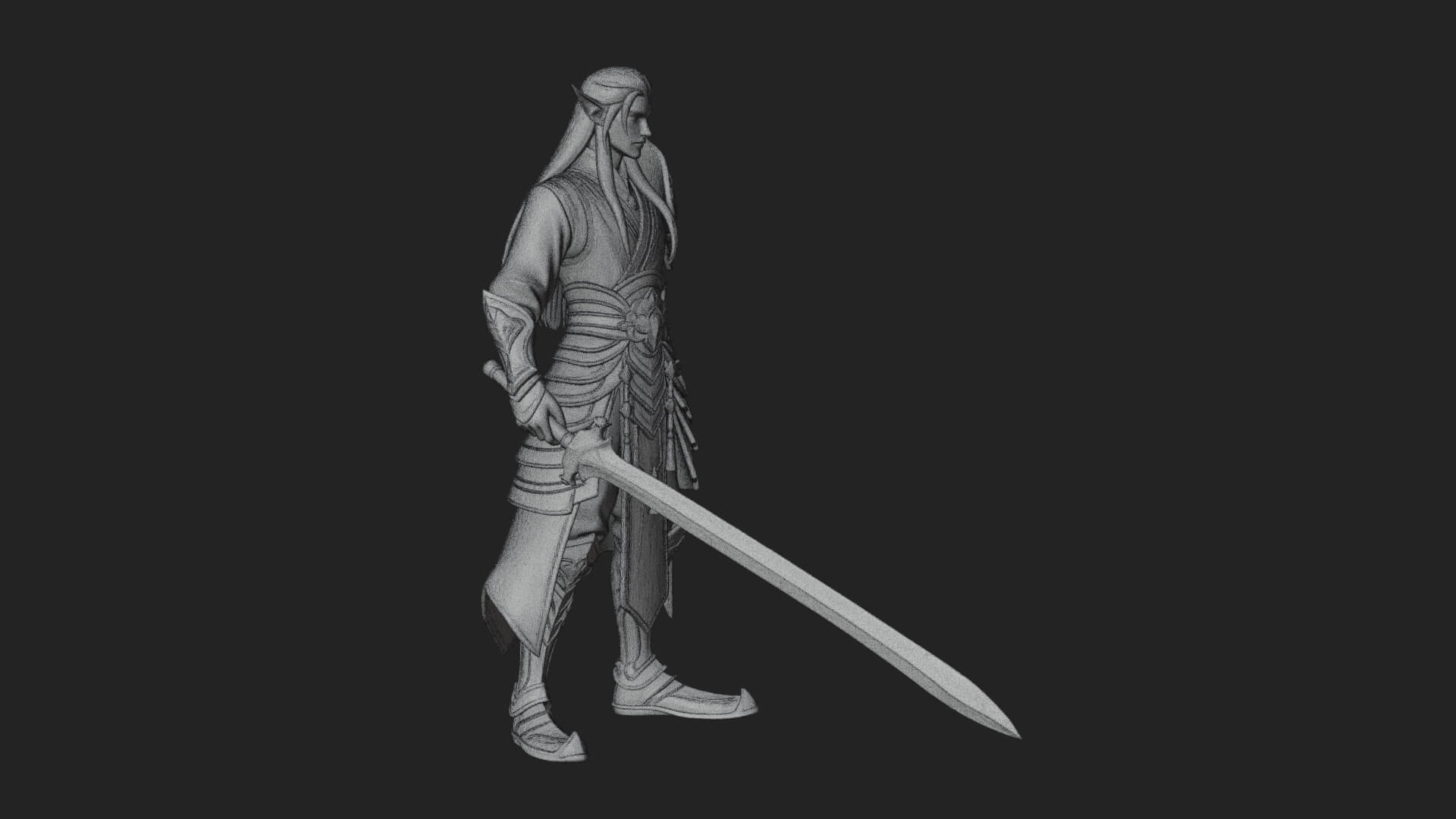 Elven Lord Statue Design 9 3D Print Model 3D Model
