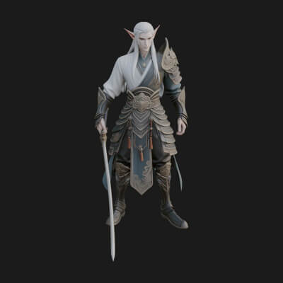 Elven Lord Statue Design 9 3D Print Model