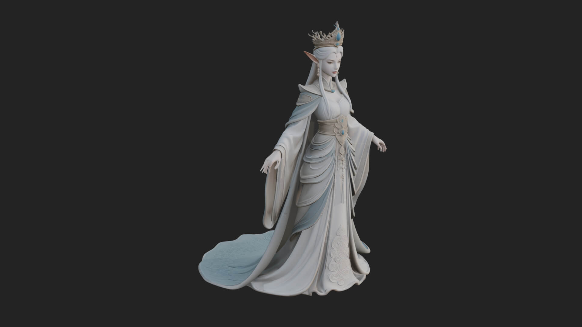 Elven Queen Statue Design 10 3D Print Model 3D Model