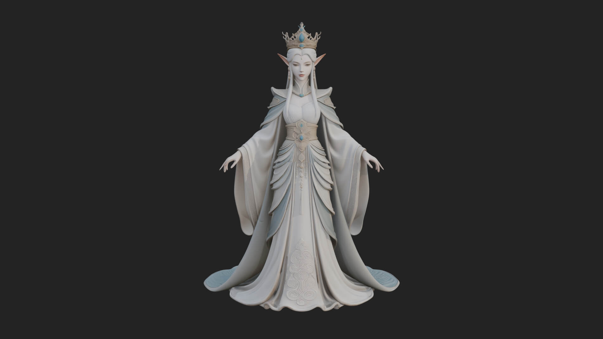 Elven Queen Statue Design 10 3D Print Model 3D Model