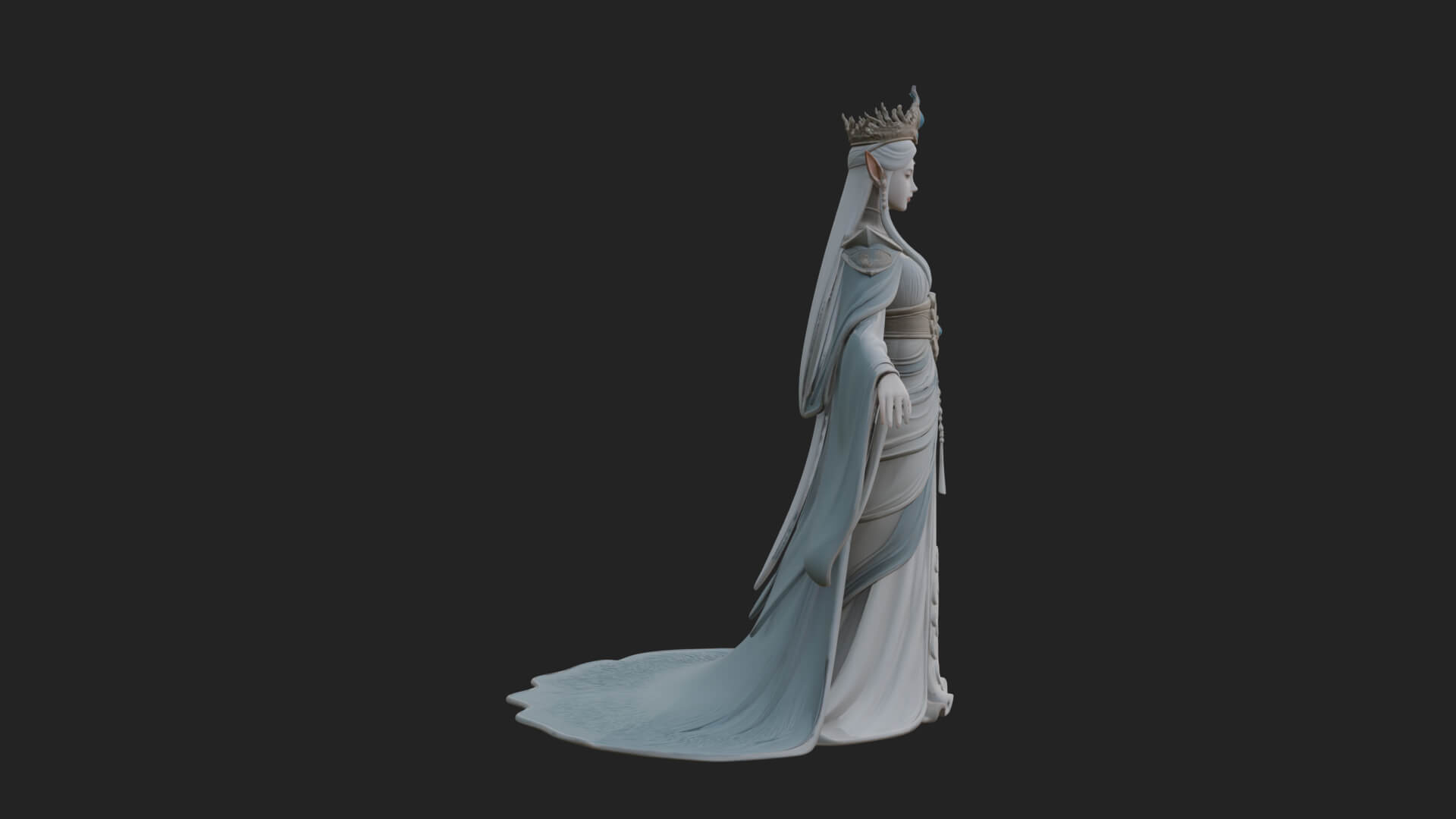 Elven Queen Statue Design 10 3D Print Model 3D Model