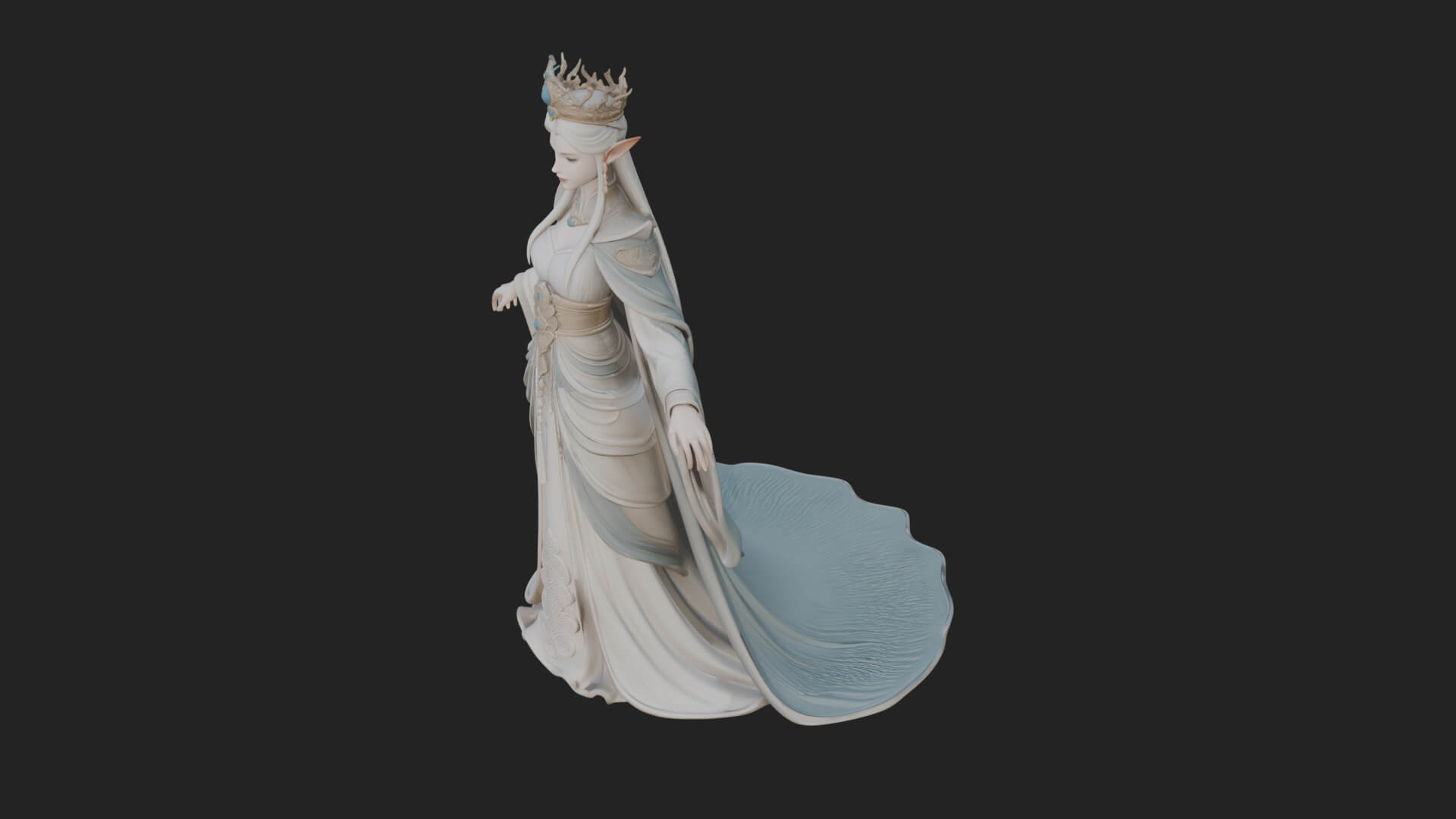 Elven Queen Statue Design 10 3D Print Model 3D Model