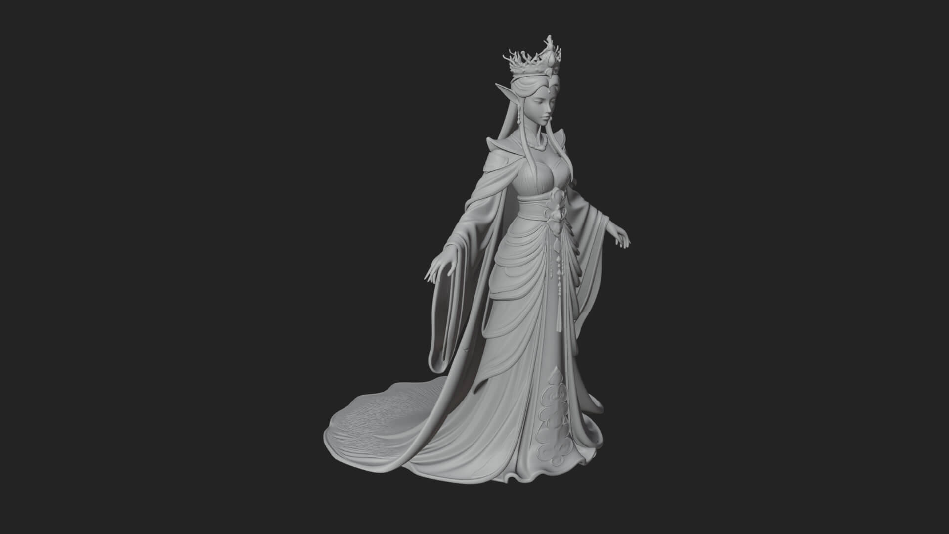 Elven Queen Statue Design 10 3D Print Model 3D Model