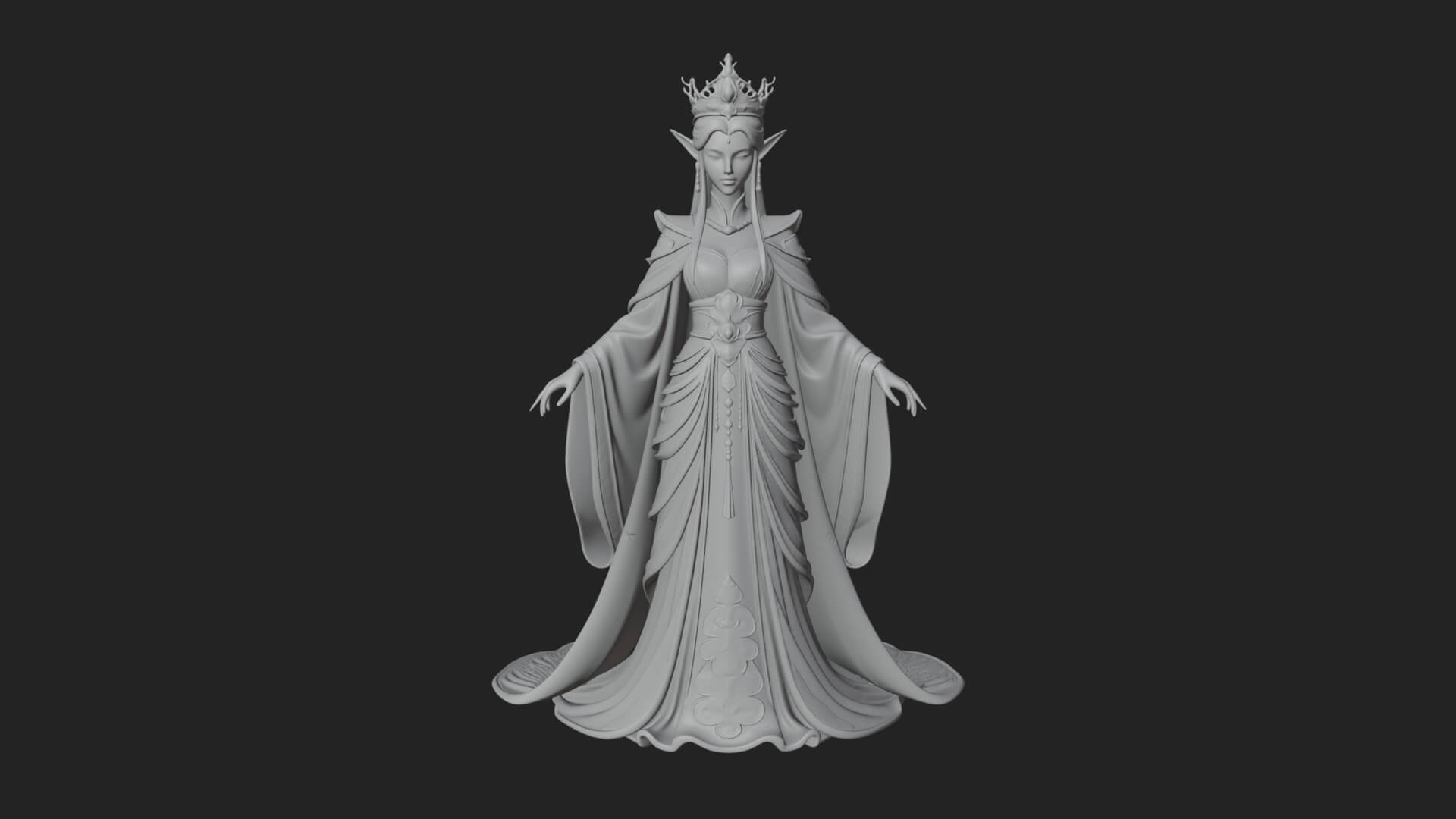 Elven Queen Statue Design 10 3D Print Model 3D Model
