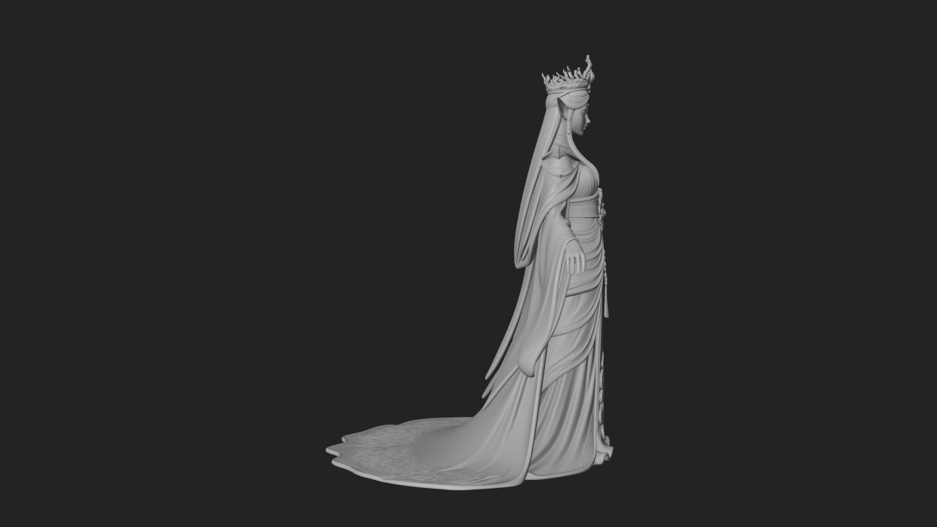 Elven Queen Statue Design 10 3D Print Model 3D Model