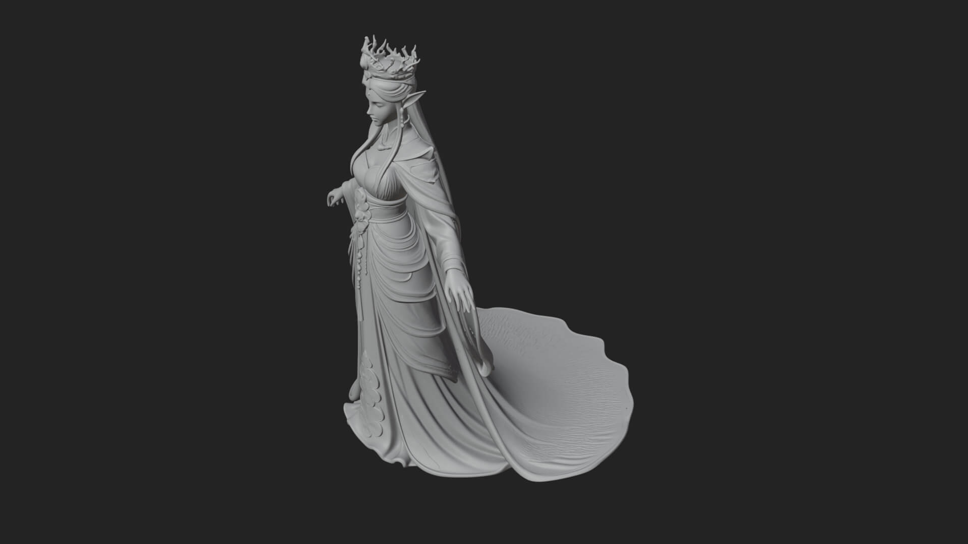 Elven Queen Statue Design 10 3D Print Model 3D Model