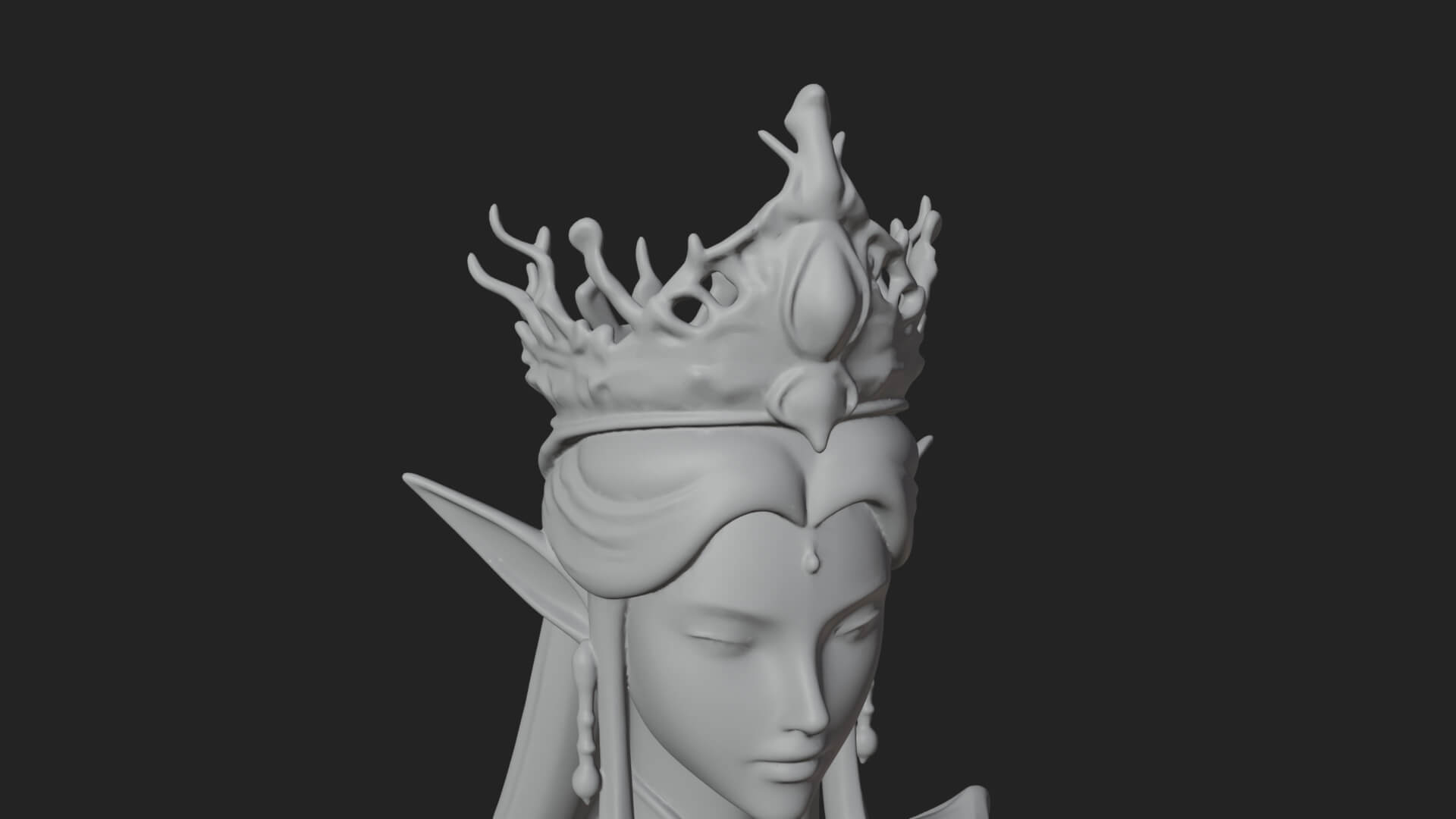 Elven Queen Statue Design 10 3D Print Model 3D Model