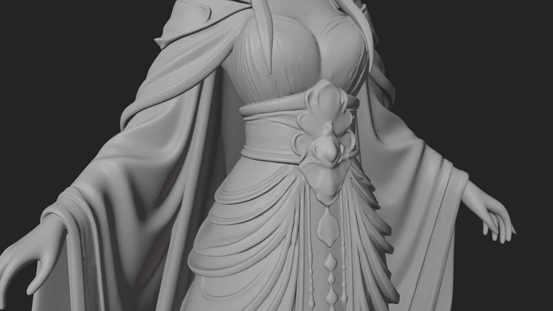 Elven Queen Statue Design 10 3D Print Model 3D Model