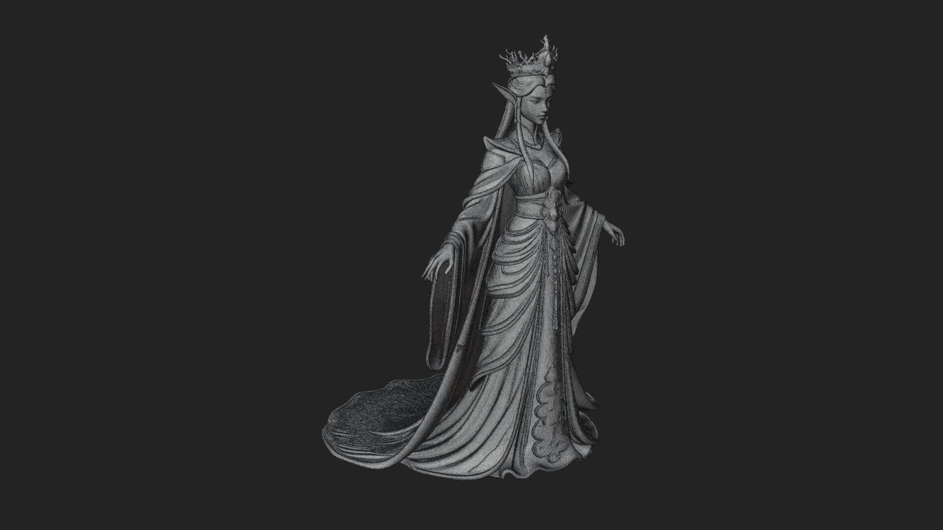 Elven Queen Statue Design 10 3D Print Model 3D Model