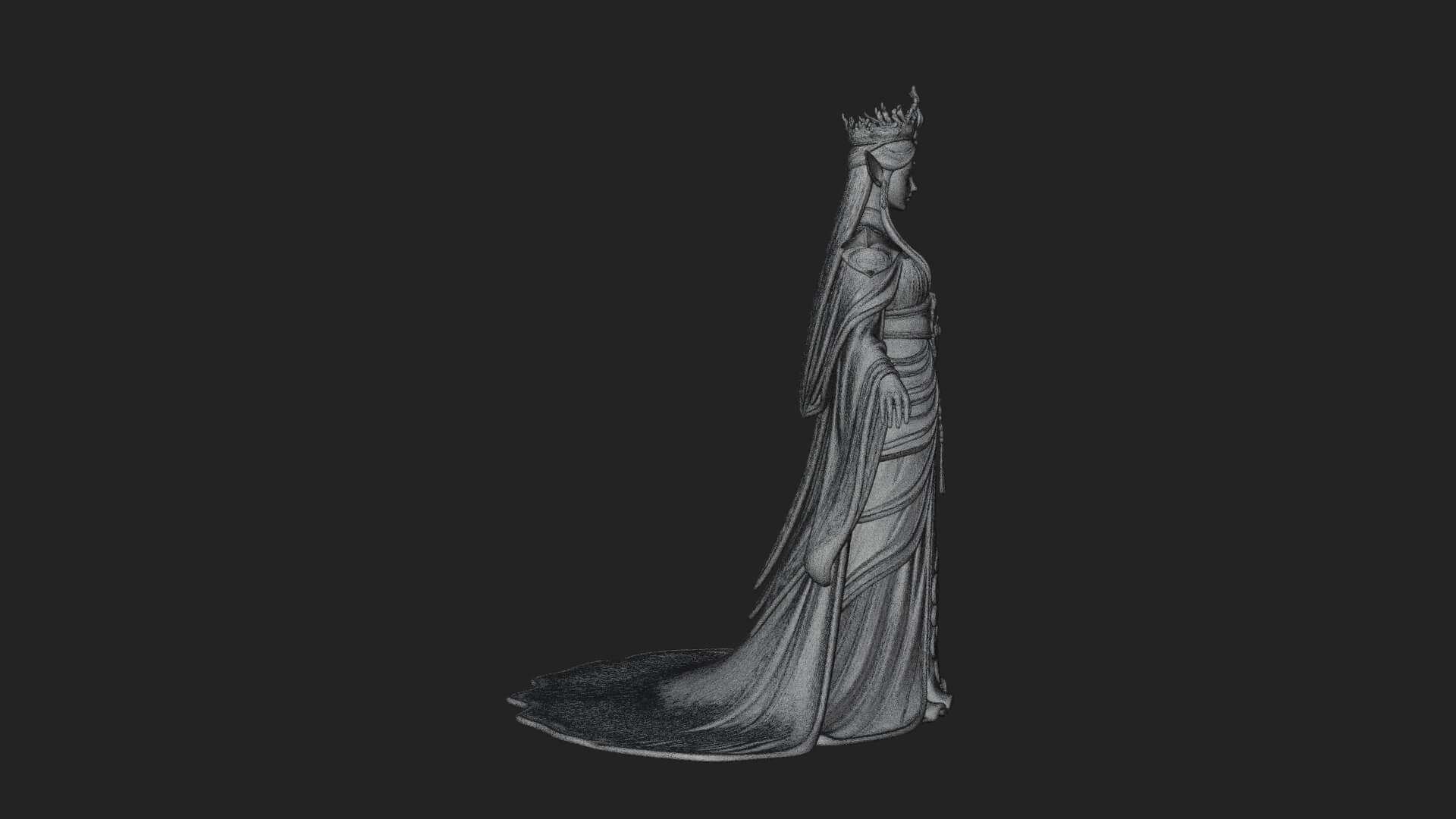 Elven Queen Statue Design 10 3D Print Model 3D Model