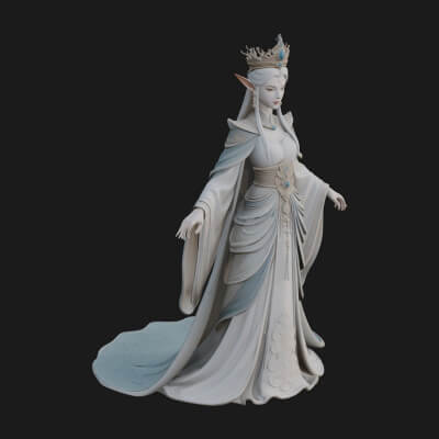 Elven Queen Statue Design 10 3D Print Model