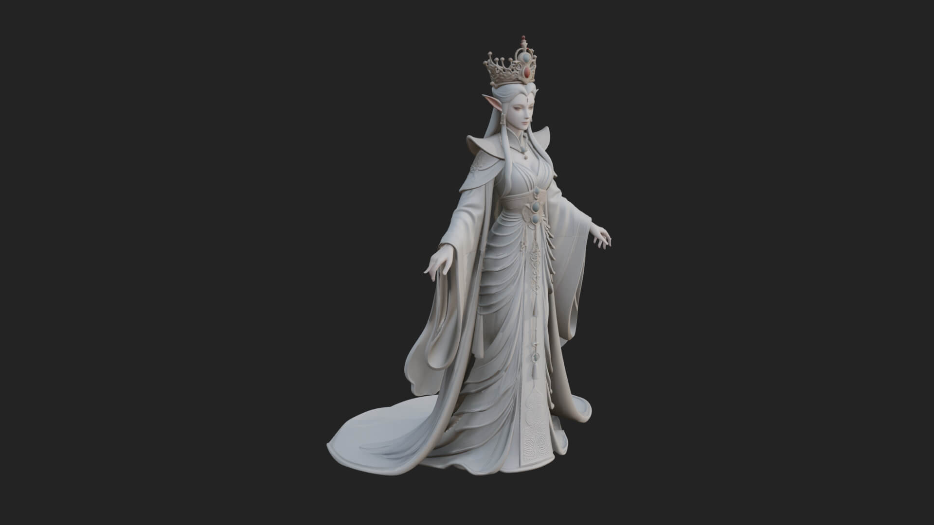 Elven Queen Statue Design 11 3D Print Model 3D Model