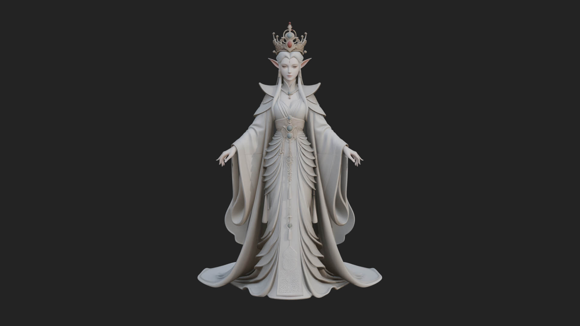 Elven Queen Statue Design 11 3D Print Model 3D Model