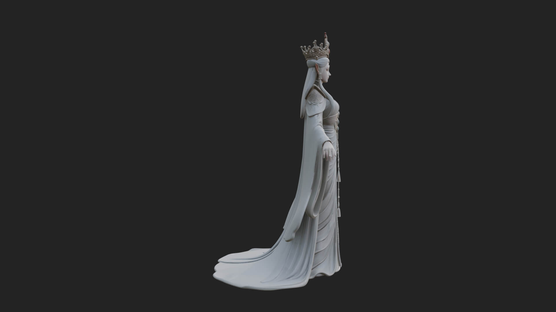 Elven Queen Statue Design 11 3D Print Model 3D Model