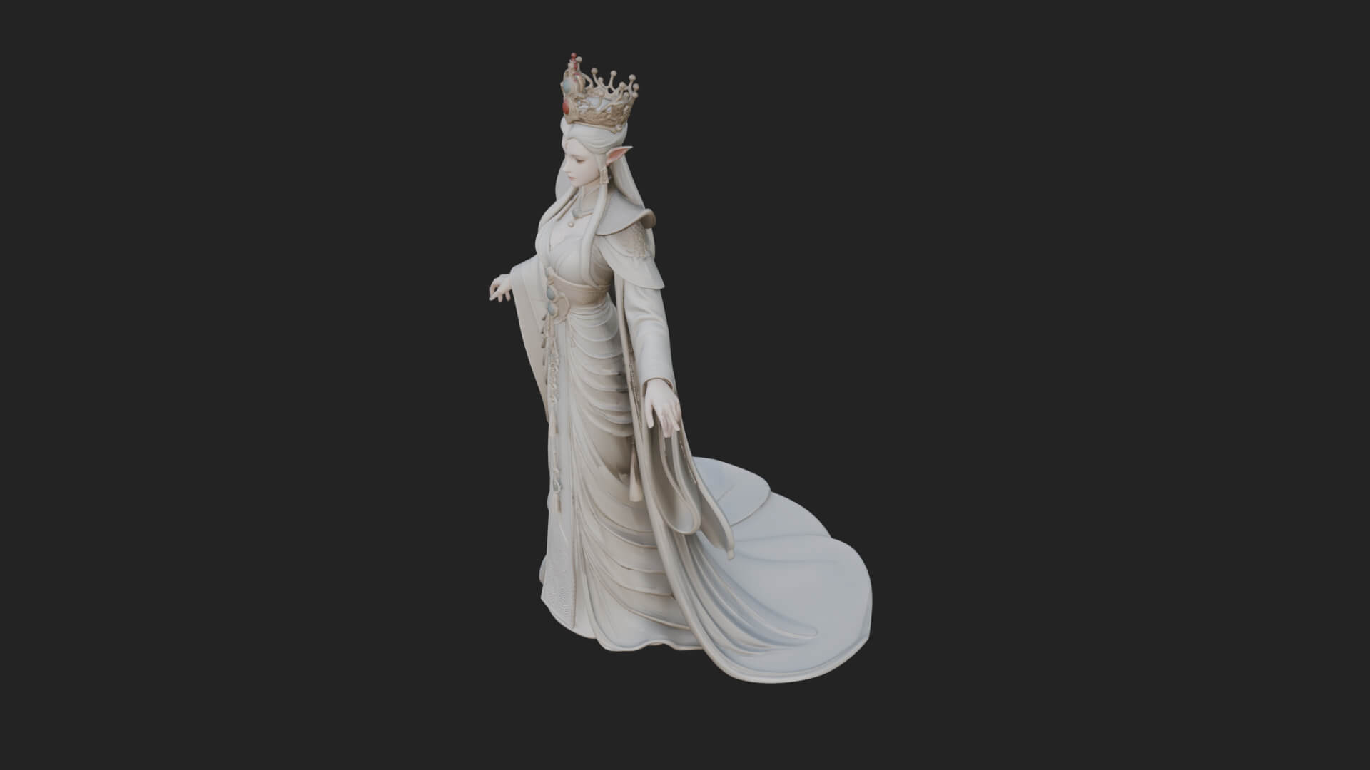 Elven Queen Statue Design 11 3D Print Model 3D Model