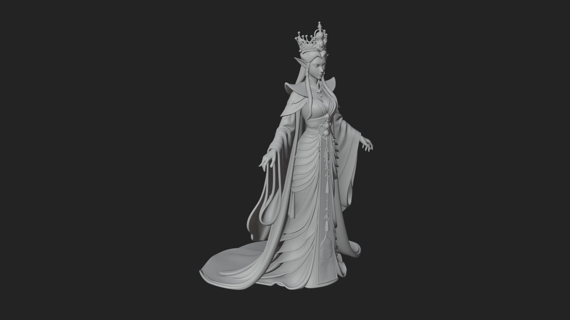 Elven Queen Statue Design 11 3D Print Model 3D Model