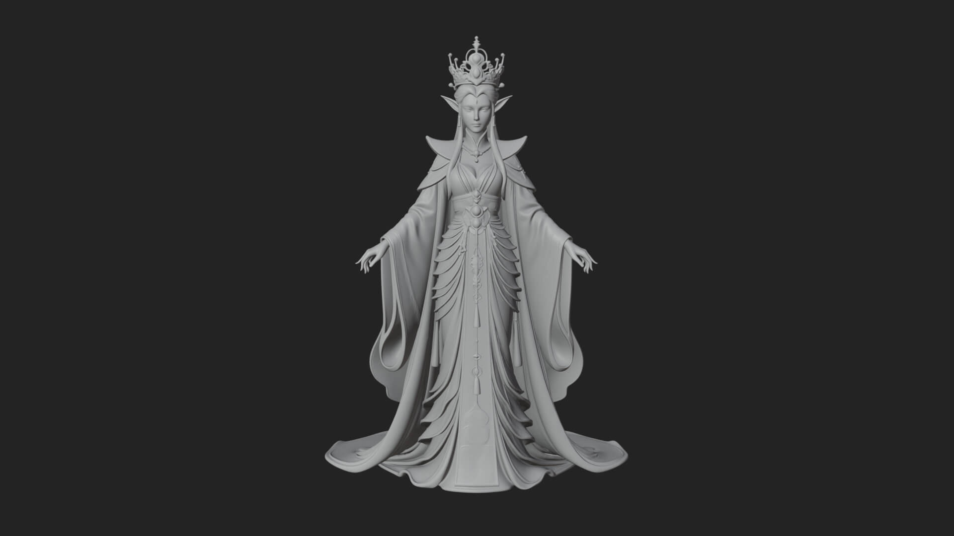 Elven Queen Statue Design 11 3D Print Model 3D Model