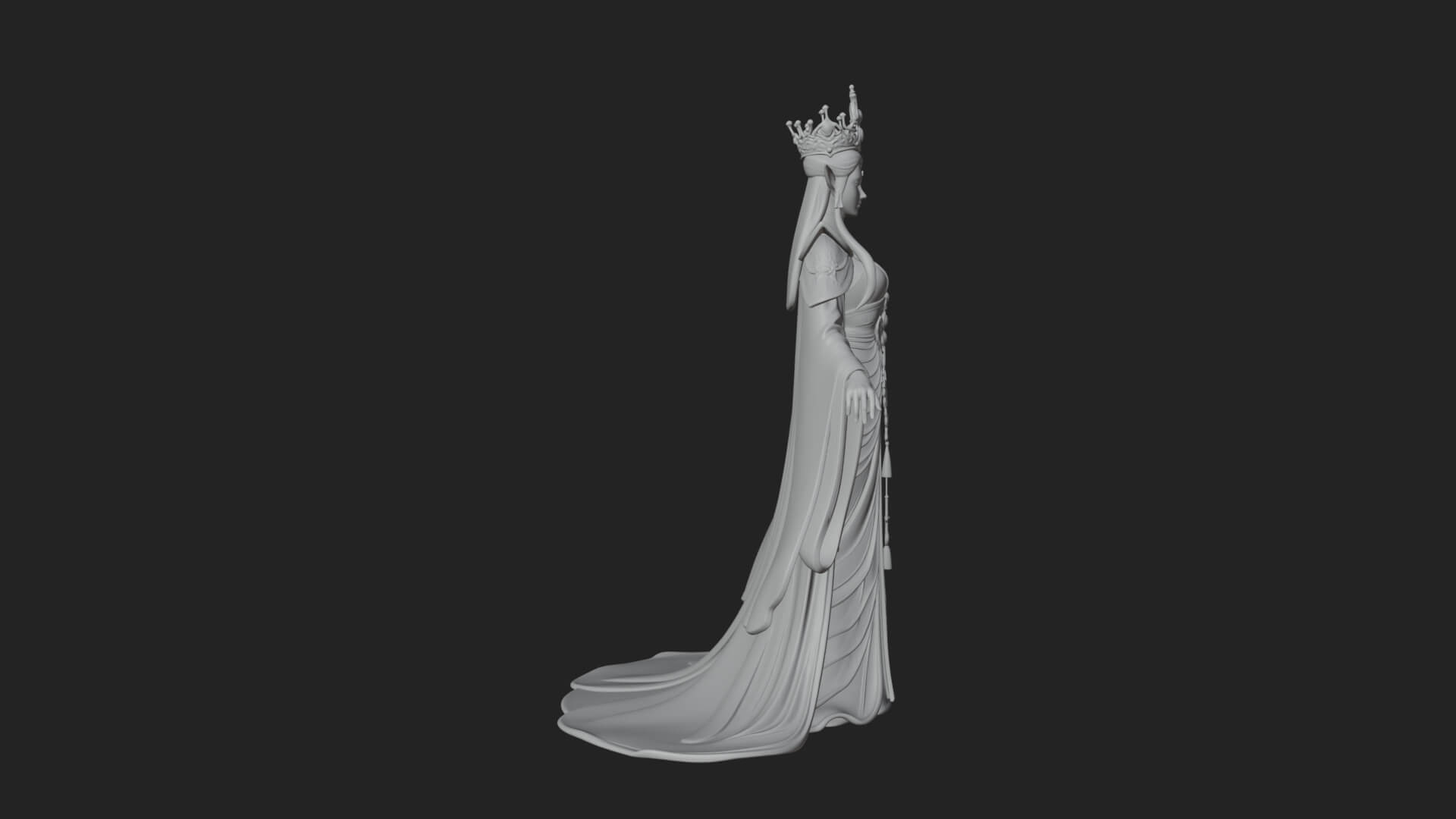 Elven Queen Statue Design 11 3D Print Model 3D Model