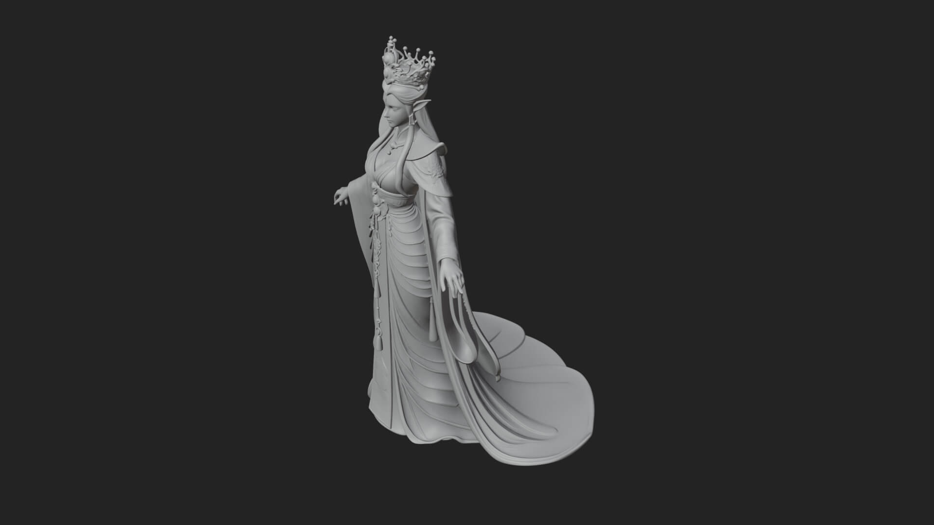 Elven Queen Statue Design 11 3D Print Model 3D Model