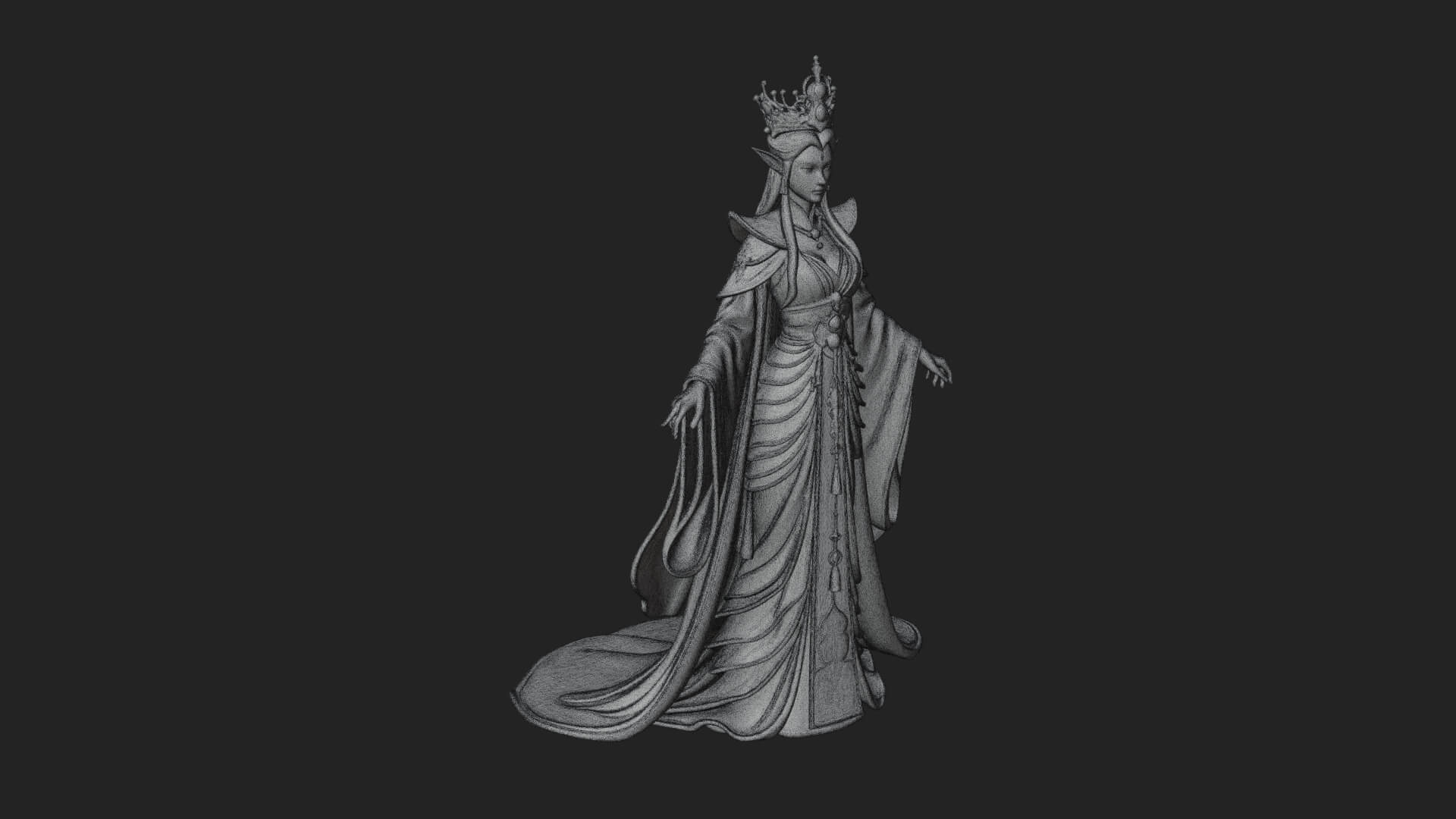 Elven Queen Statue Design 11 3D Print Model 3D Model
