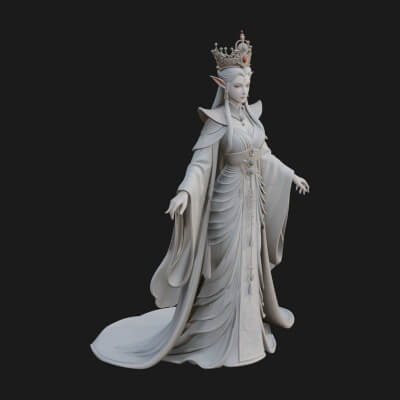 Elven Queen Statue Design 11 3D Print Model