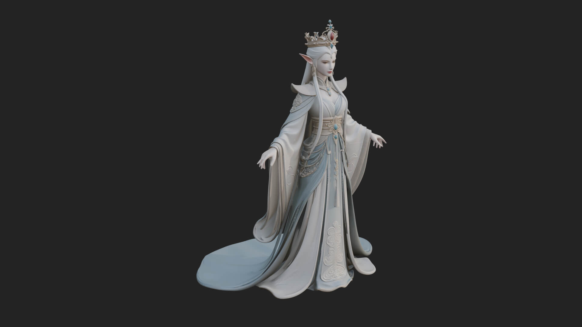 Elven Queen Statue Design 12 3D Print Model 3D Model