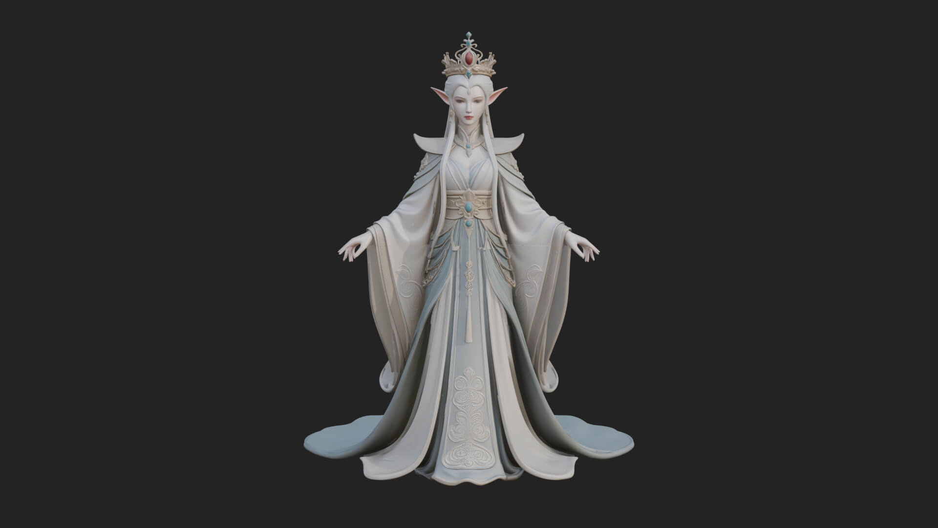 Elven Queen Statue Design 12 3D Print Model 3D Model