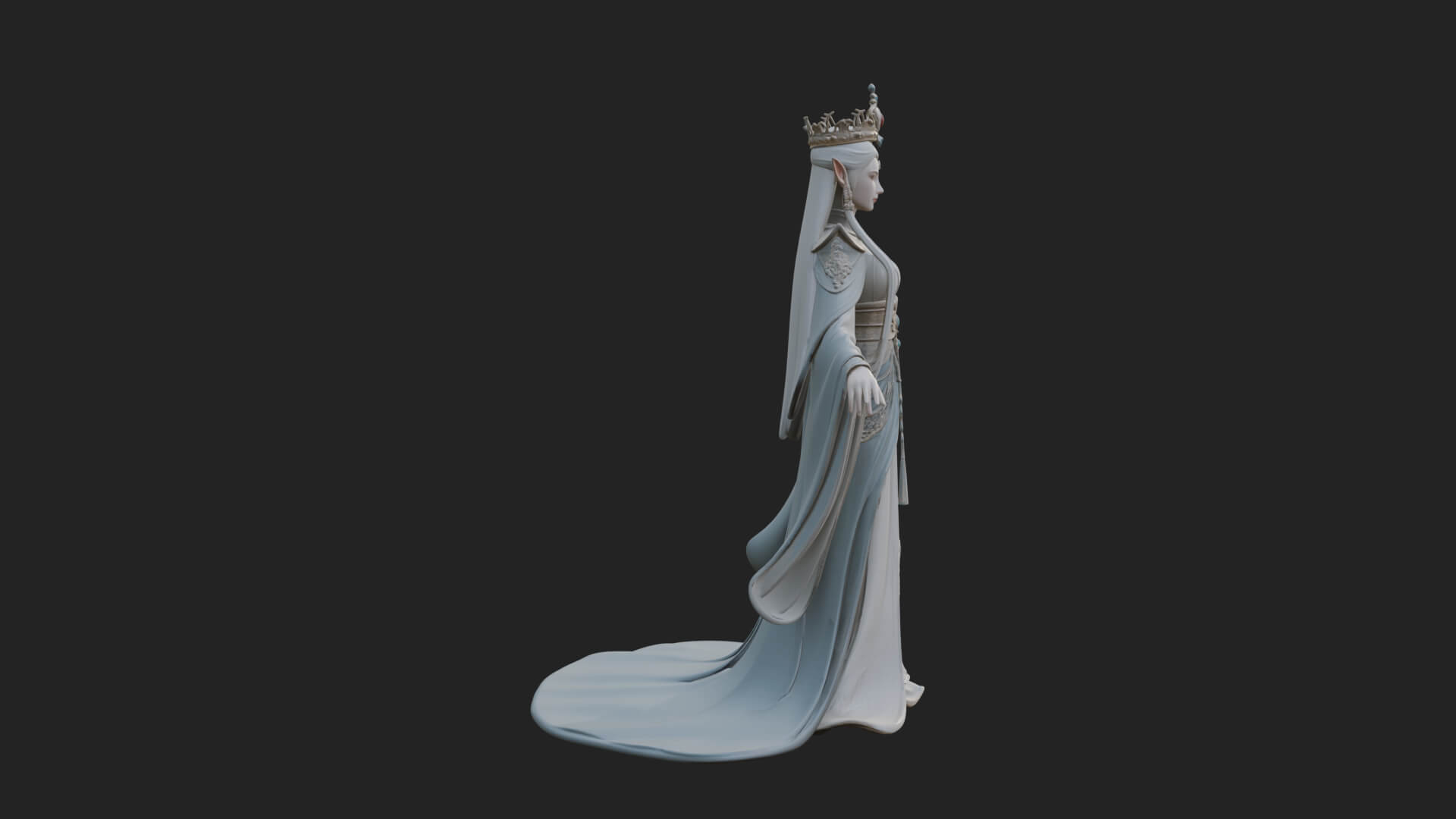 Elven Queen Statue Design 12 3D Print Model 3D Model