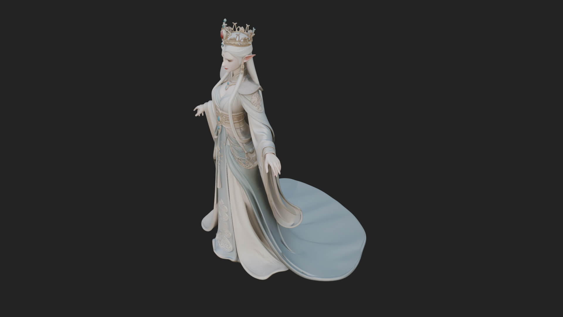 Elven Queen Statue Design 12 3D Print Model 3D Model