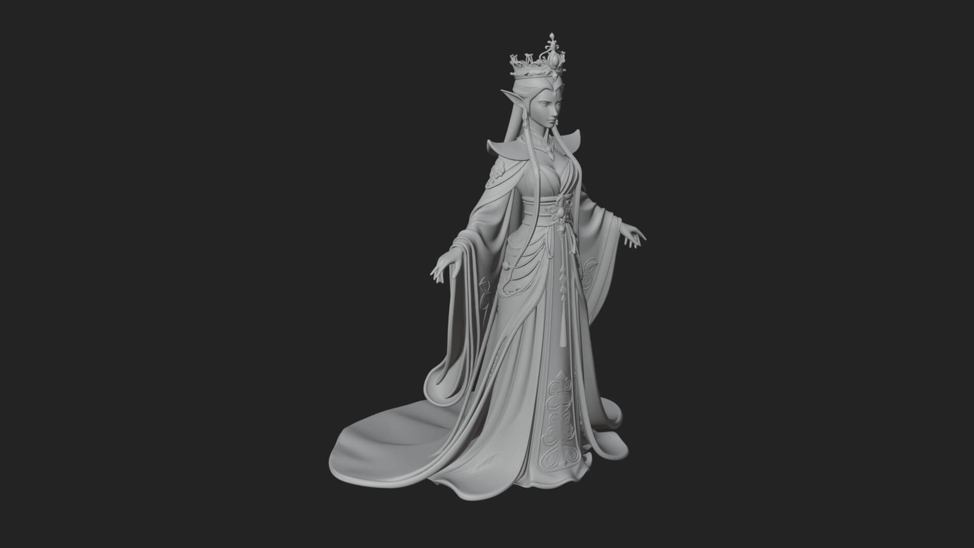 Elven Queen Statue Design 12 3D Print Model 3D Model