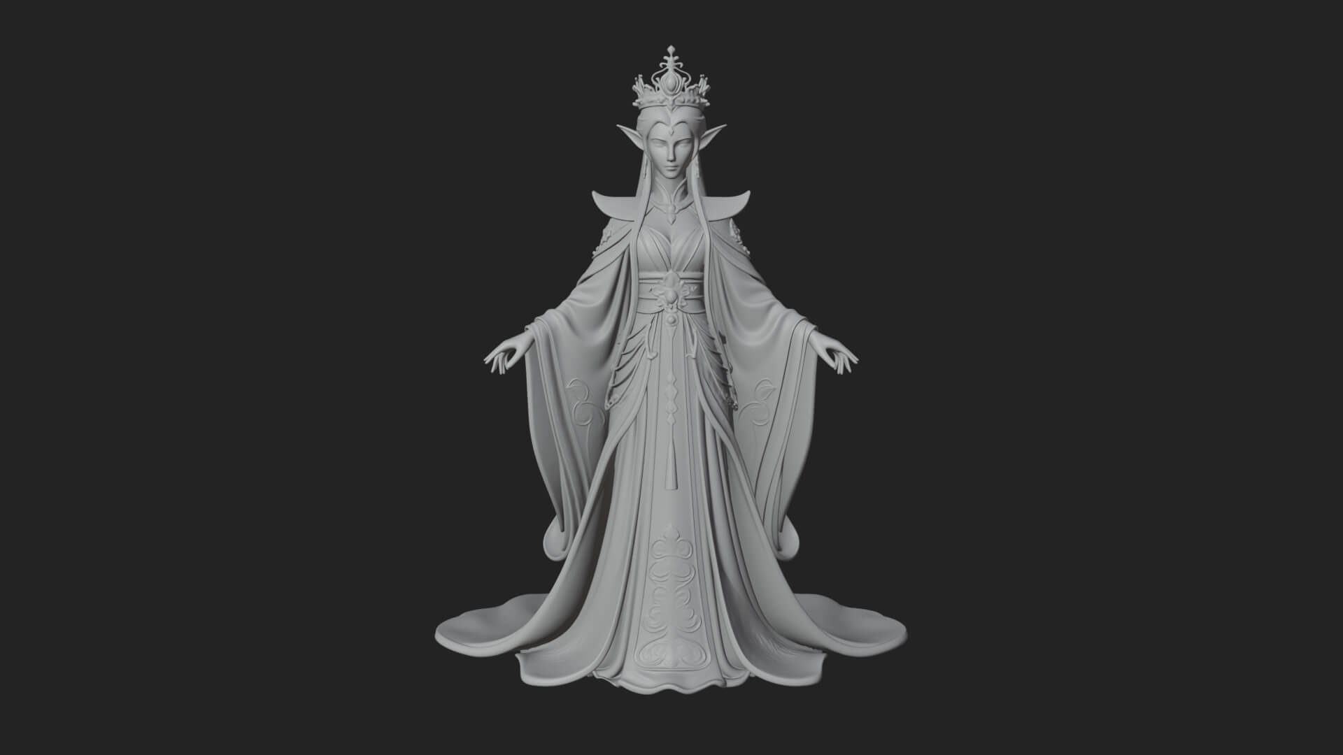 Elven Queen Statue Design 12 3D Print Model 3D Model