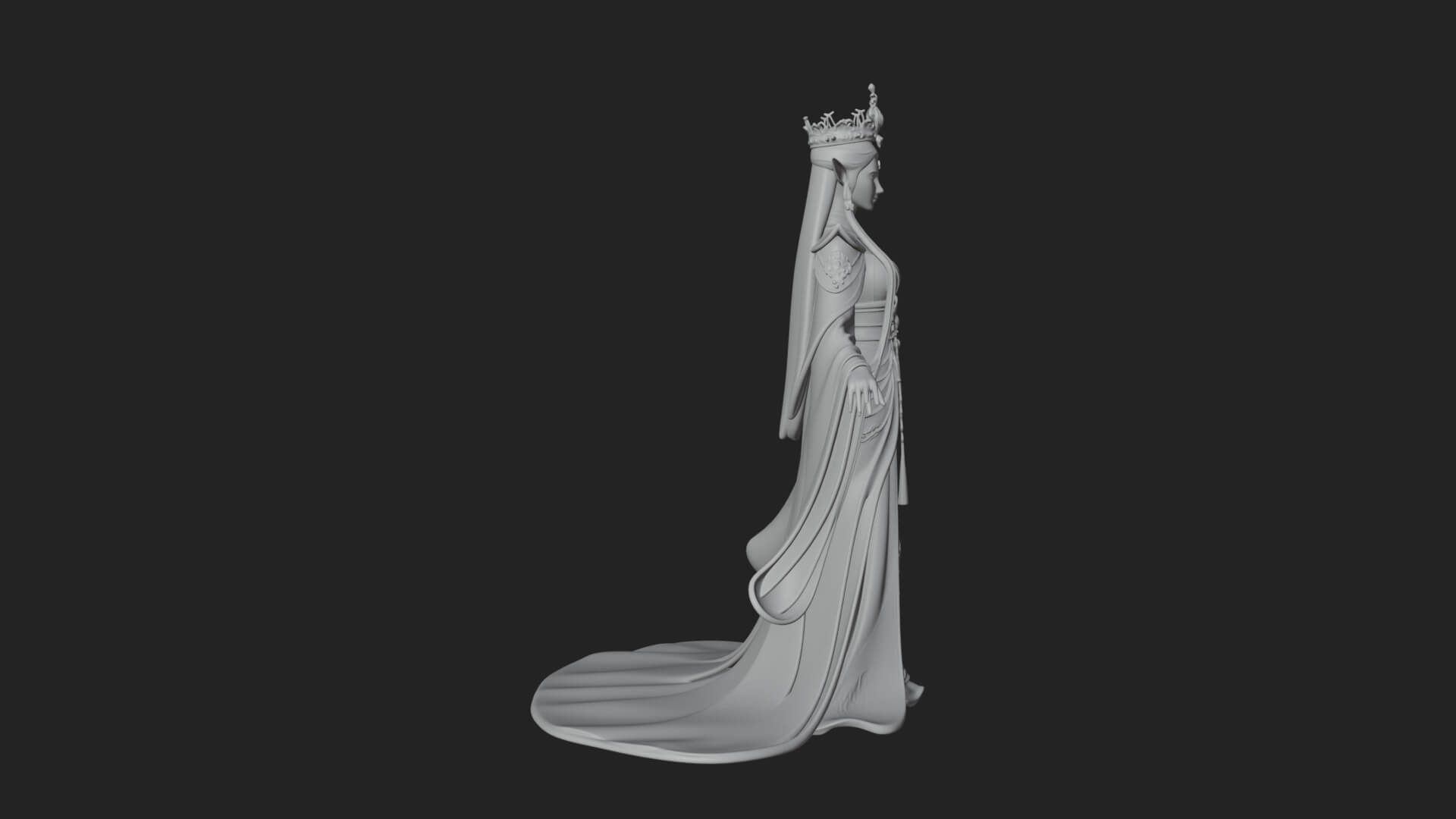 Elven Queen Statue Design 12 3D Print Model 3D Model