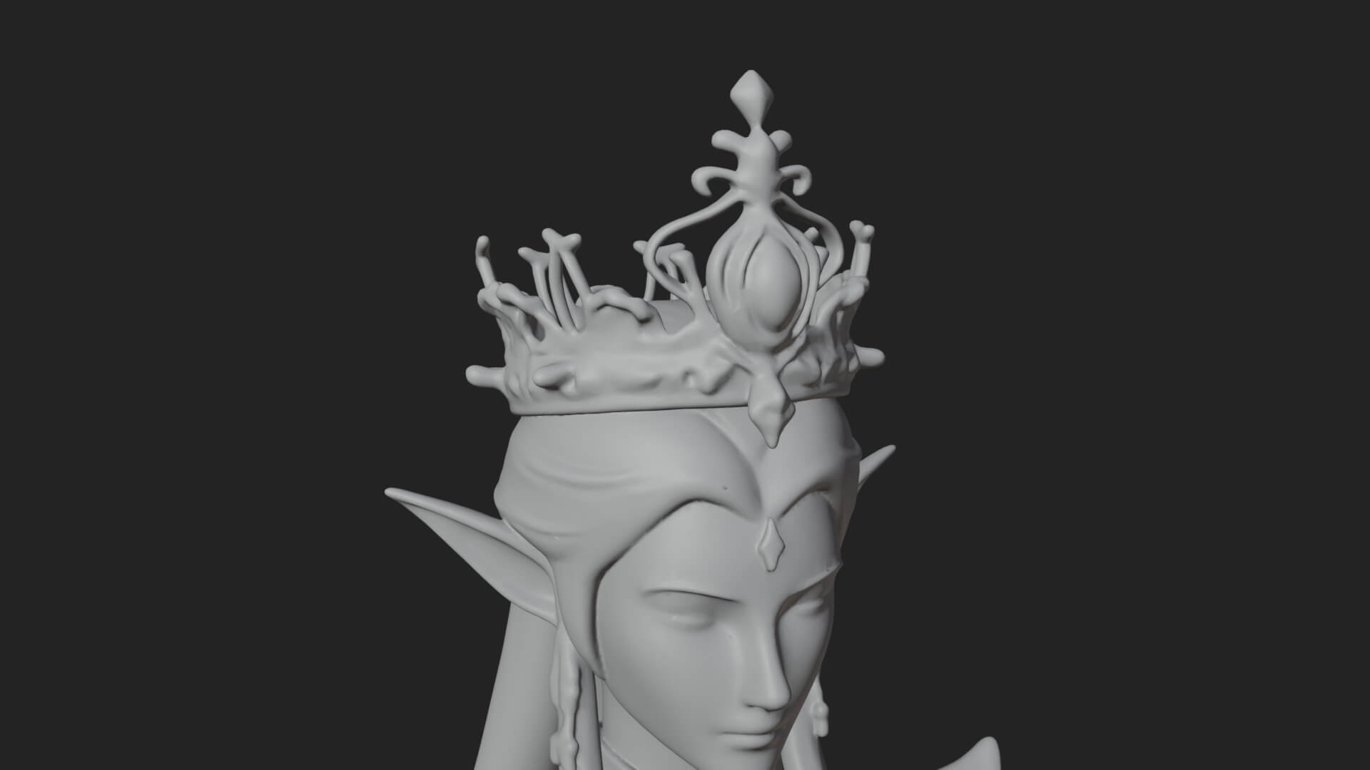 Elven Queen Statue Design 12 3D Print Model 3D Model
