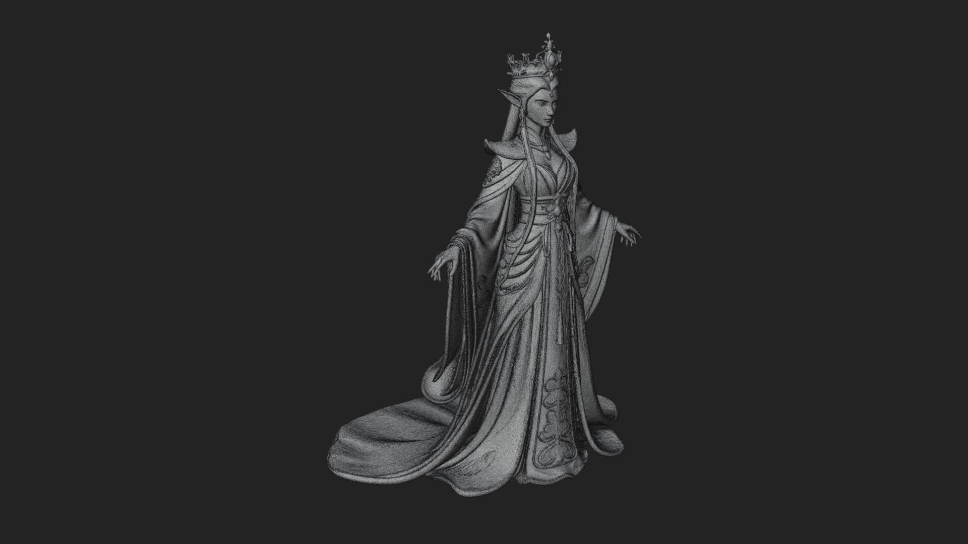Elven Queen Statue Design 12 3D Print Model 3D Model