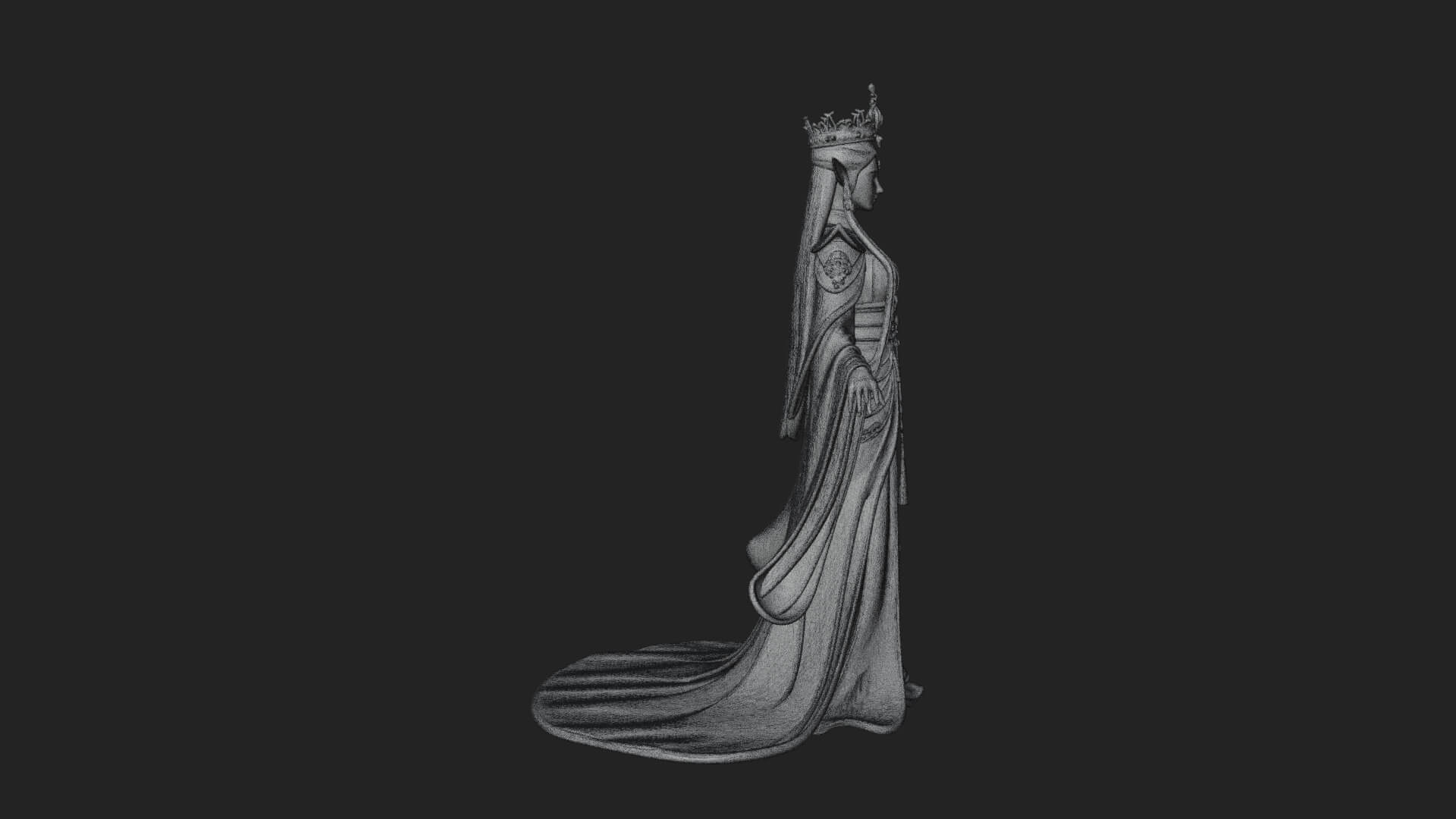 Elven Queen Statue Design 12 3D Print Model 3D Model
