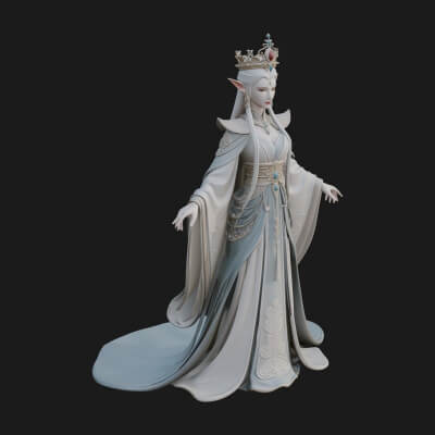 Elven Queen Statue Design 12 3D Print Model