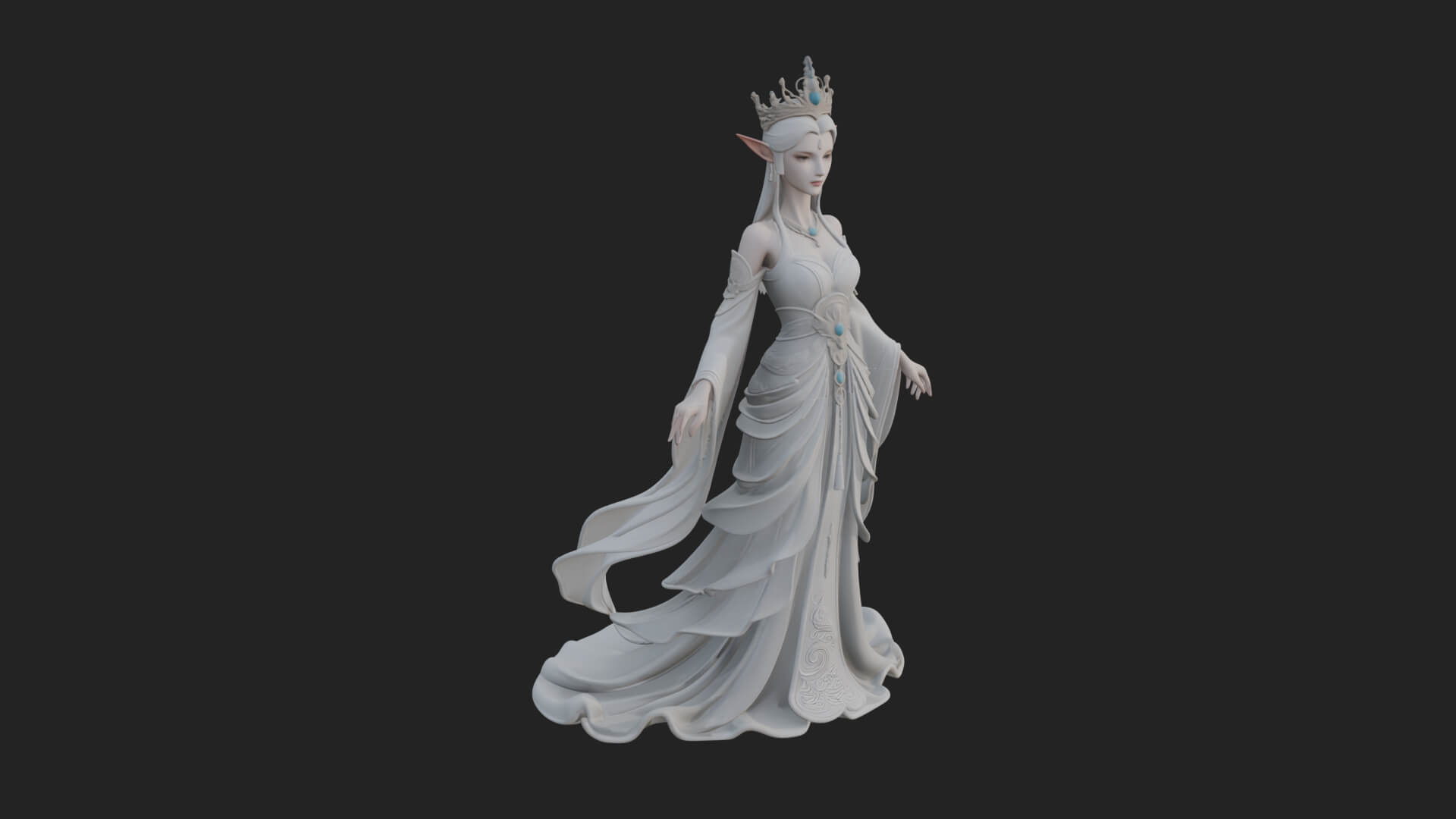 Elven Queen Statue Design 13 3D Print Model 3D Model