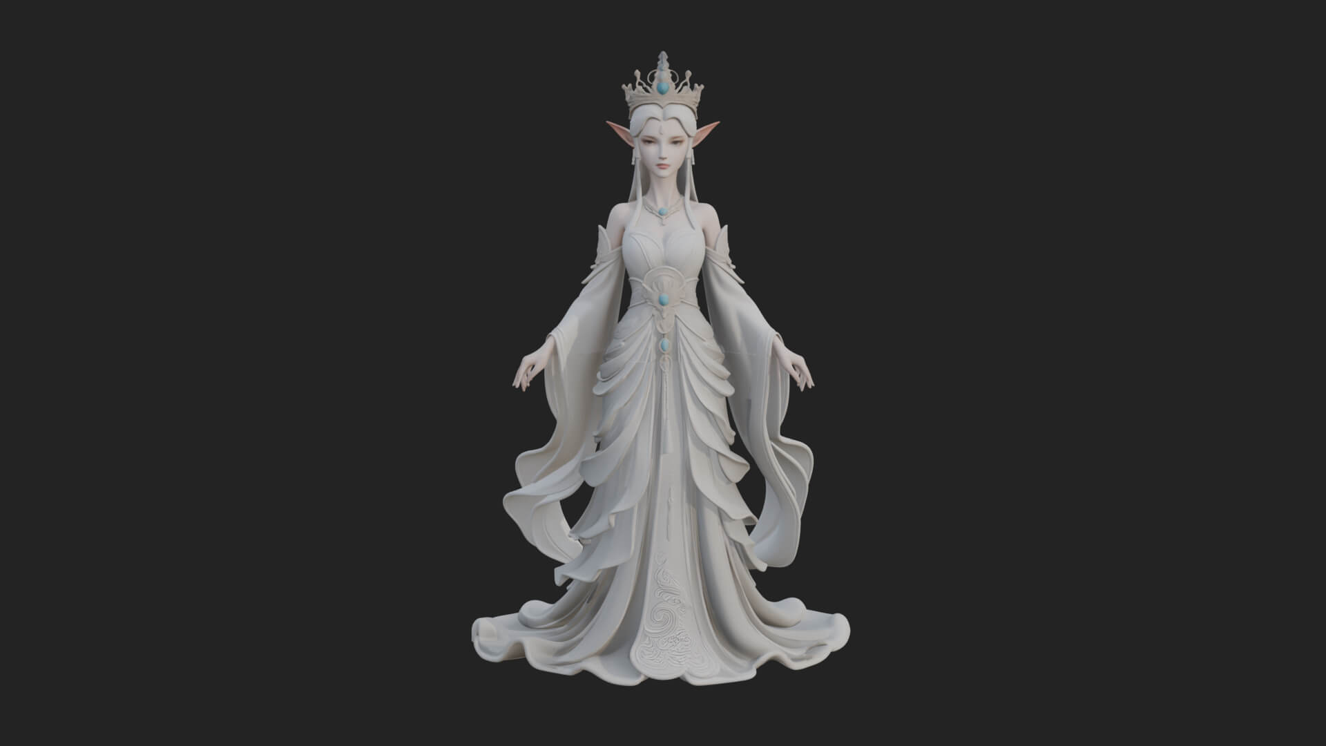 Elven Queen Statue Design 13 3D Print Model 3D Model