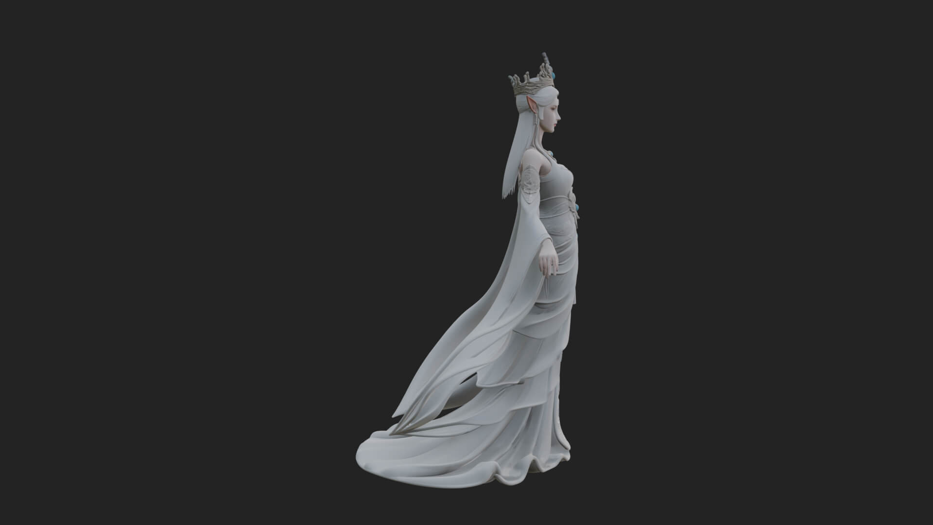 Elven Queen Statue Design 13 3D Print Model 3D Model