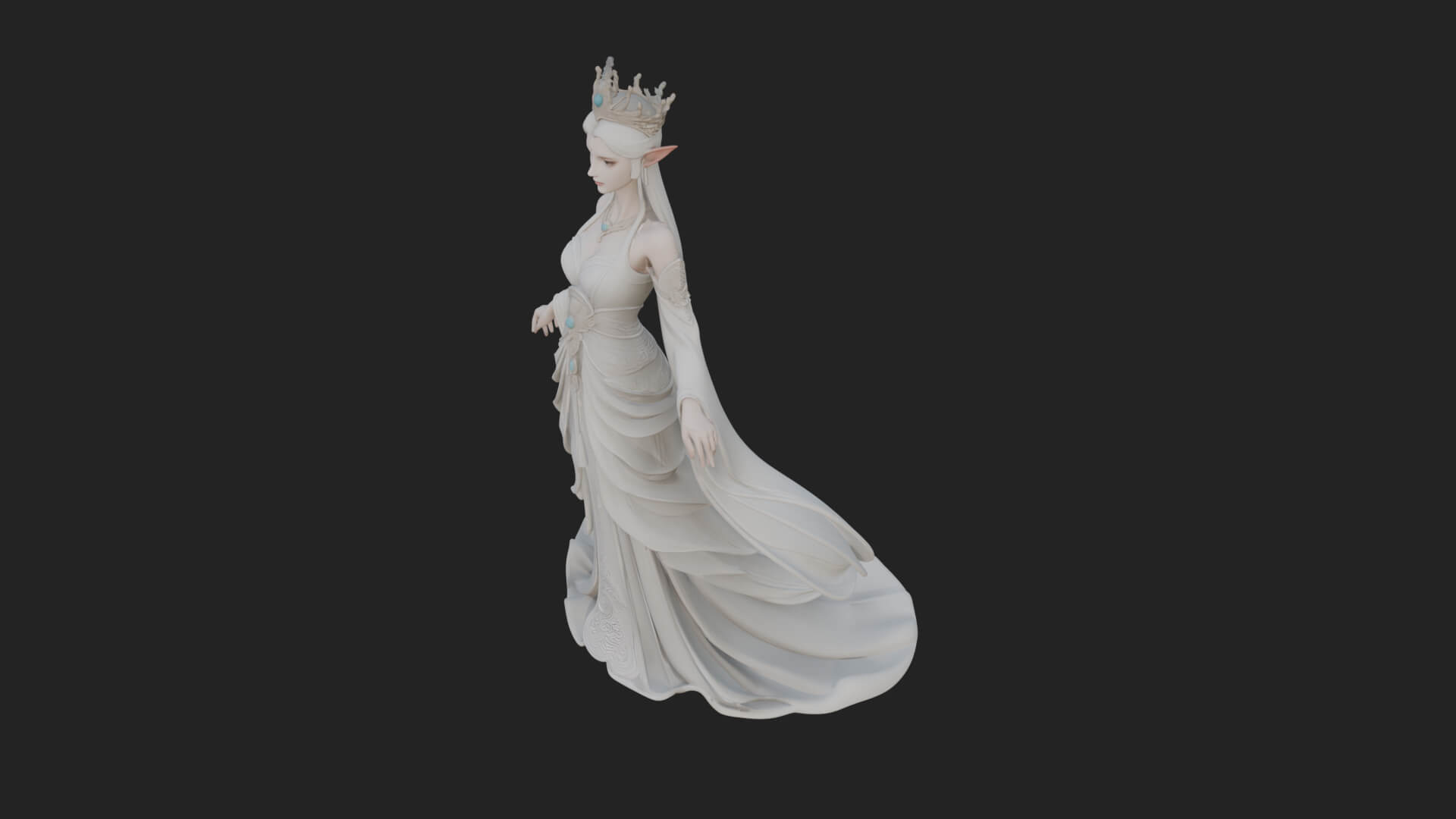 Elven Queen Statue Design 13 3D Print Model 3D Model