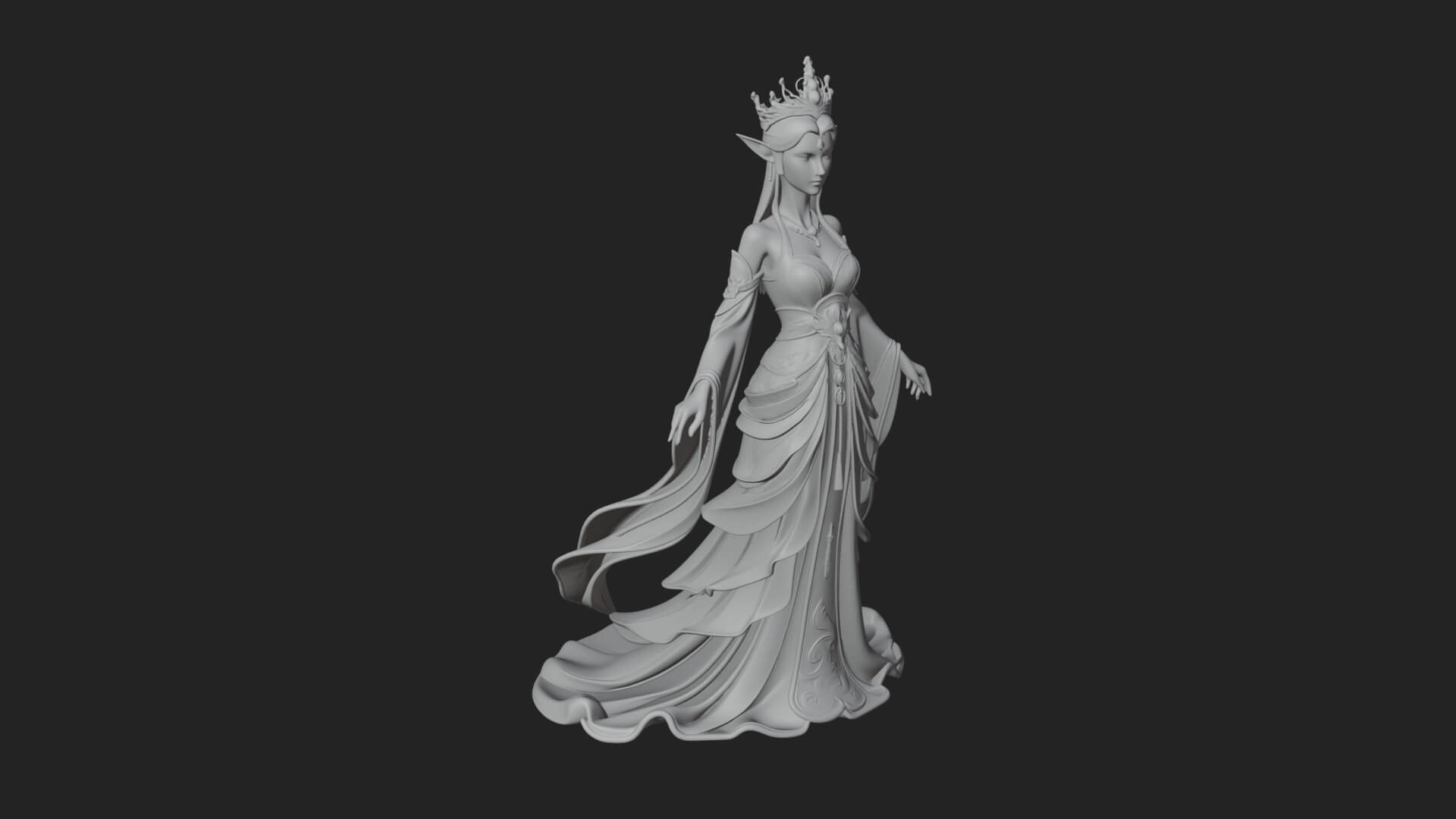 Elven Queen Statue Design 13 3D Print Model 3D Model