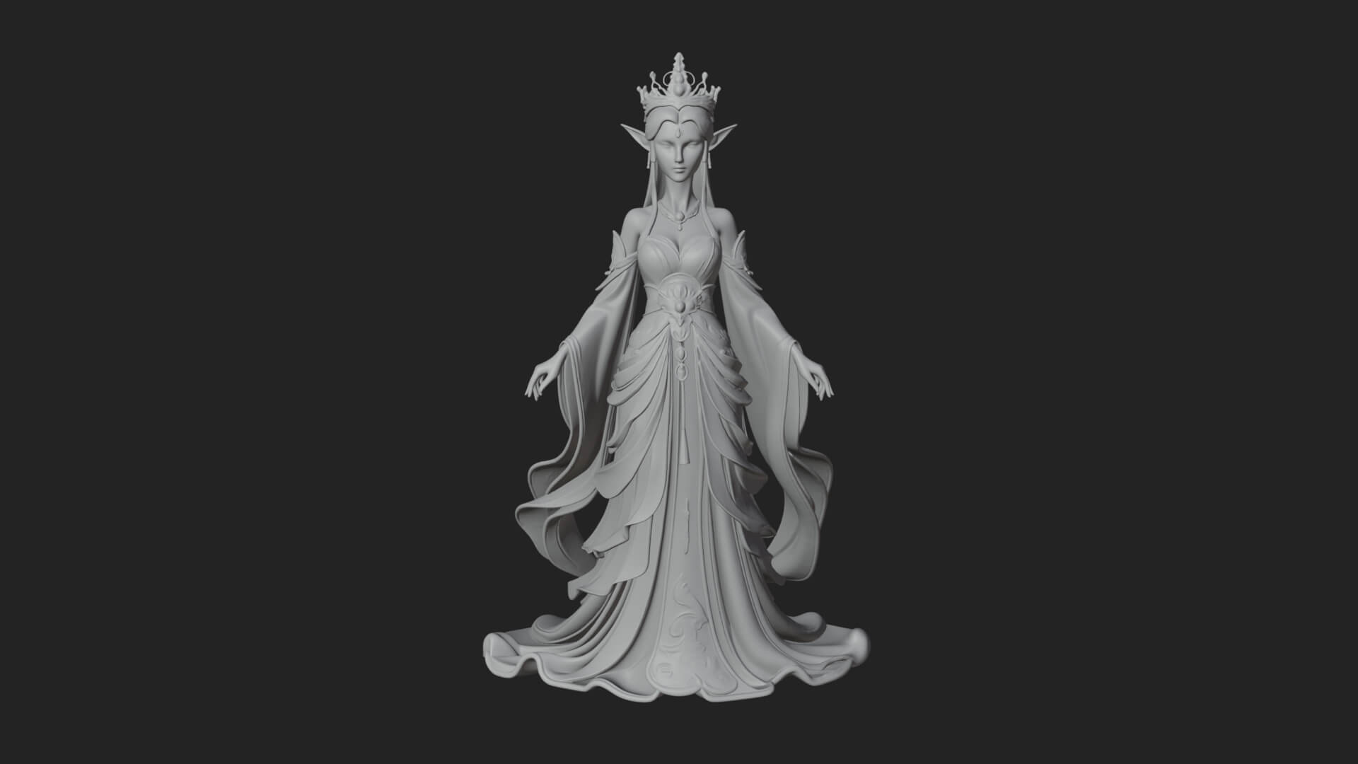 Elven Queen Statue Design 13 3D Print Model 3D Model