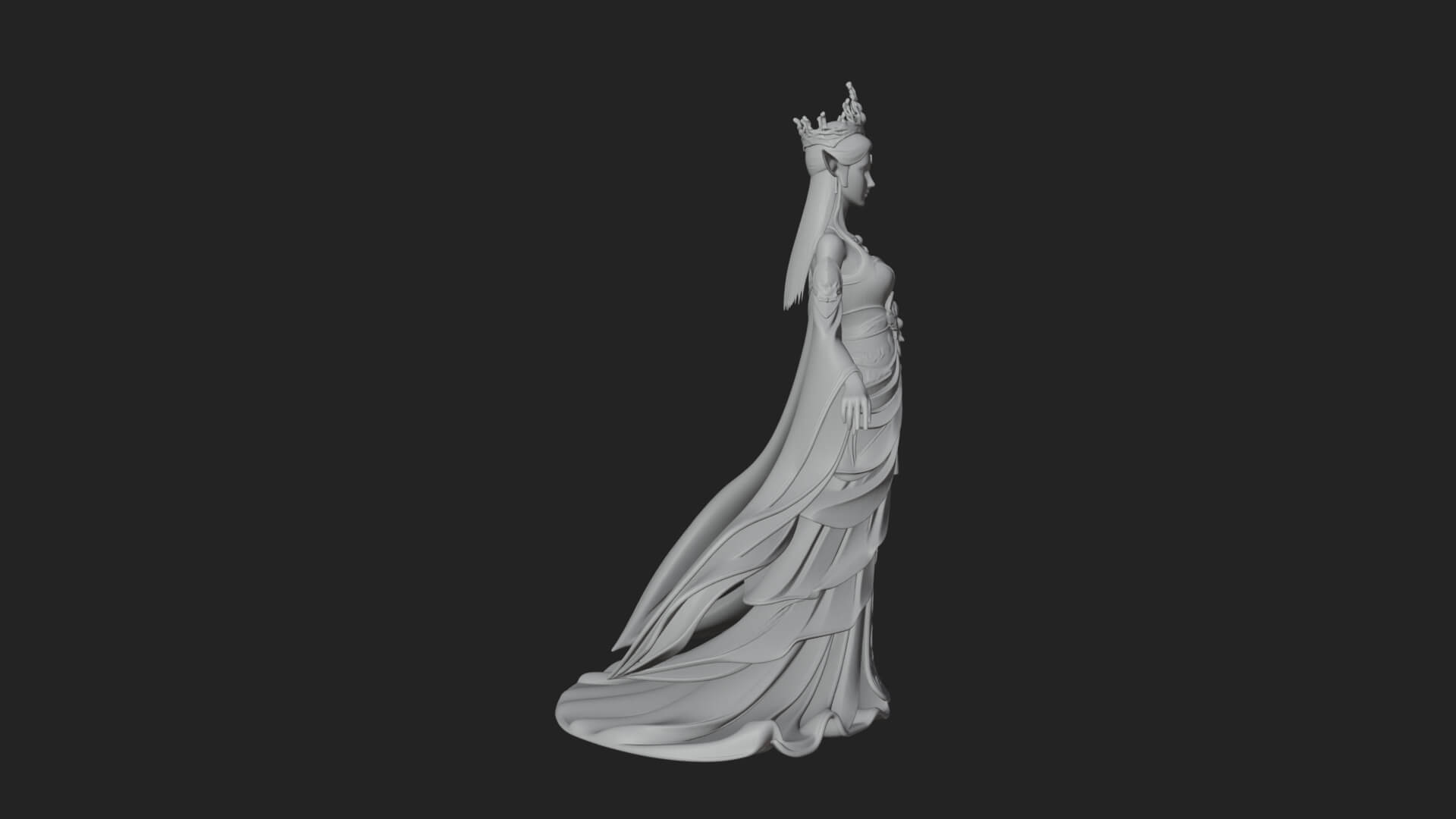 Elven Queen Statue Design 13 3D Print Model 3D Model