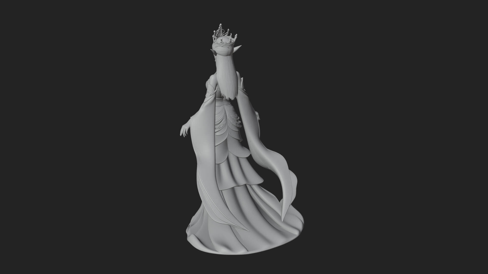 Elven Queen Statue Design 13 3D Print Model 3D Model