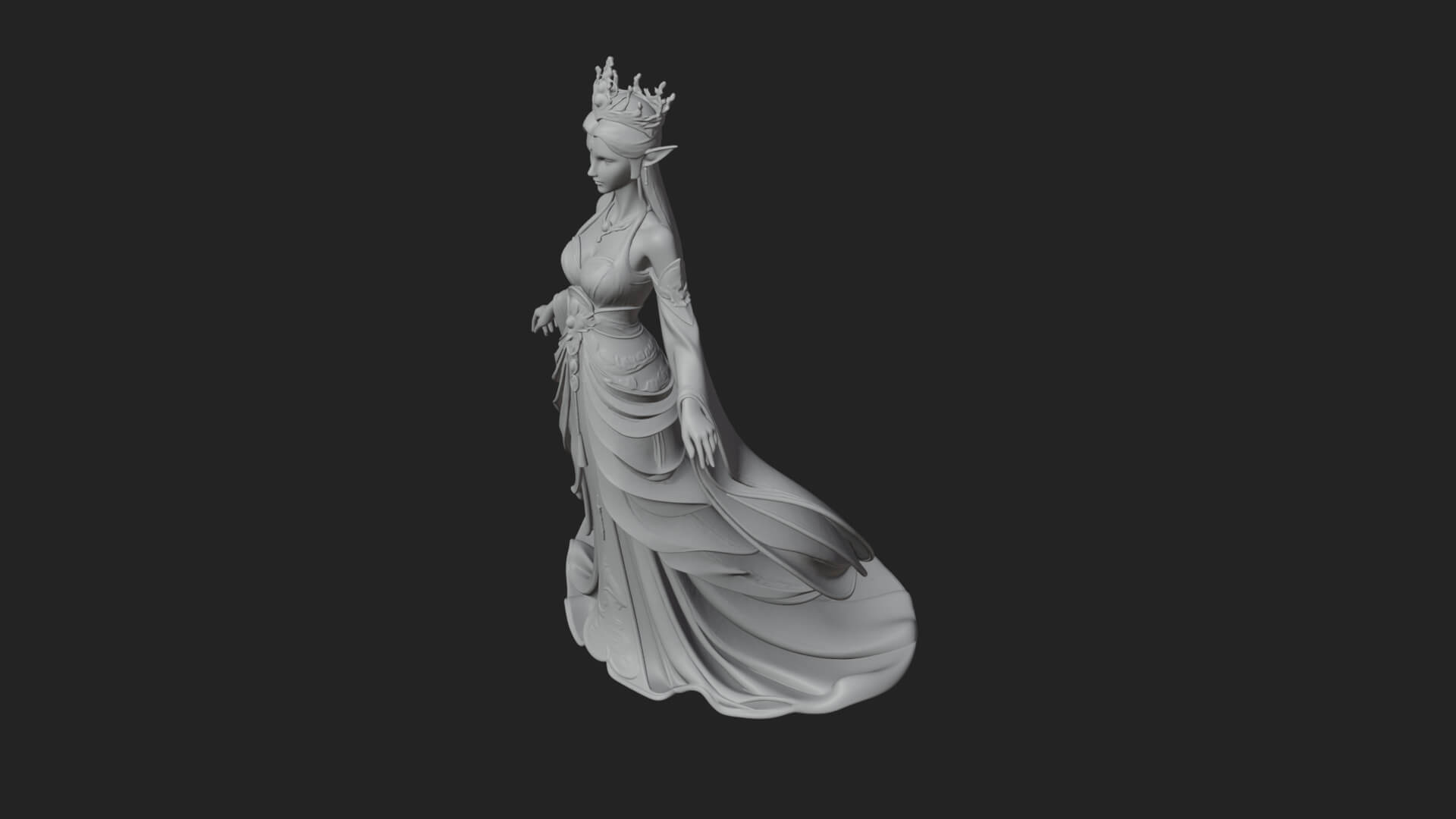 Elven Queen Statue Design 13 3D Print Model 3D Model