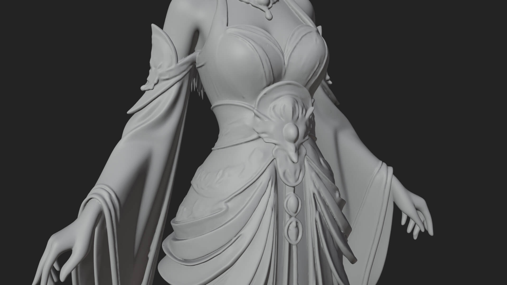 Elven Queen Statue Design 13 3D Print Model 3D Model