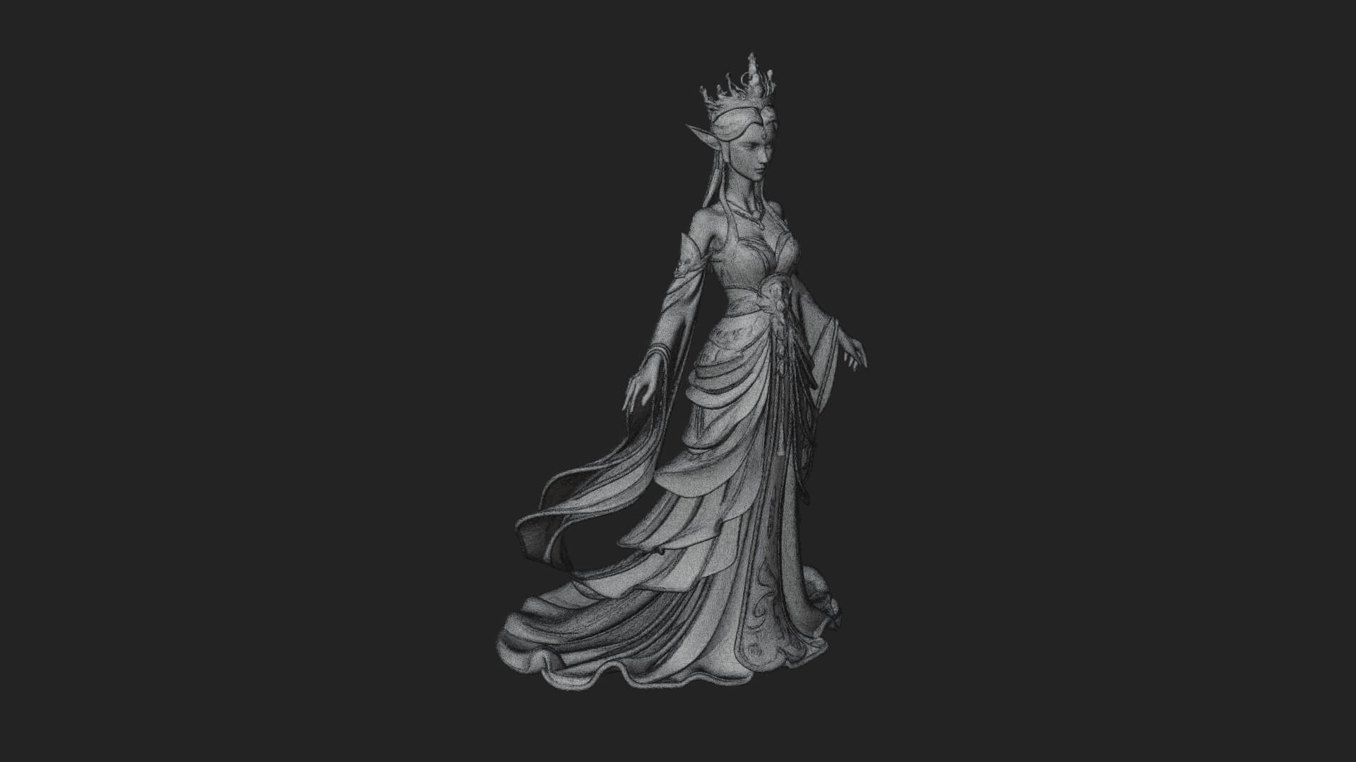 Elven Queen Statue Design 13 3D Print Model 3D Model