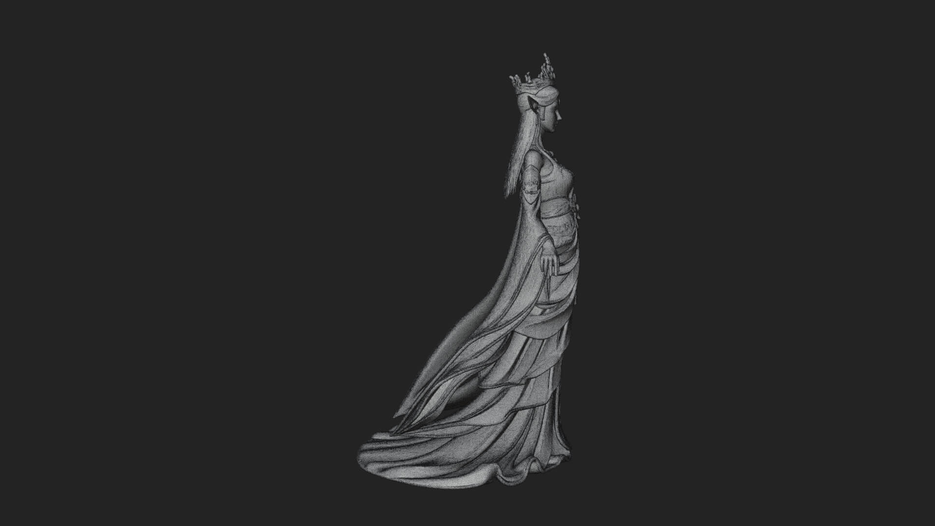 Elven Queen Statue Design 13 3D Print Model 3D Model