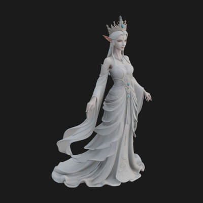 Elven Queen Statue Design 13 3D Print Model